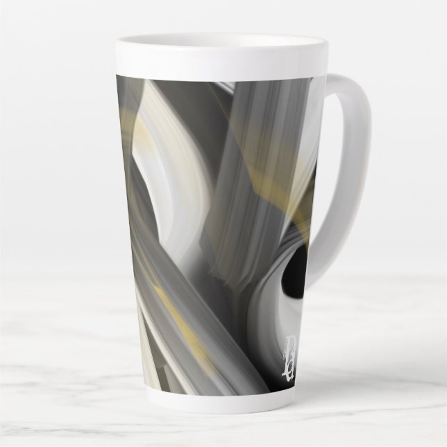 Caneca De Café Latte Abstrato Trend Interior Decor Preto (Ângulo direito)