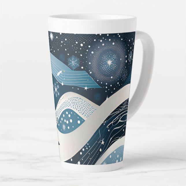 Caneca De Café Latte Abstrato Winter Wonderland (Ângulo direito)
