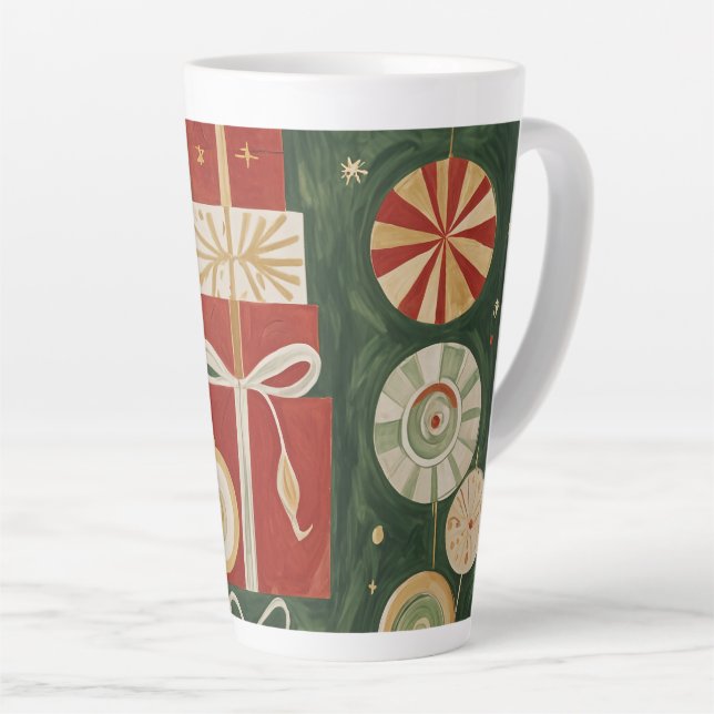 Caneca De Café Latte Abstrato Yuletide Tapeçaria (Ângulo direito)