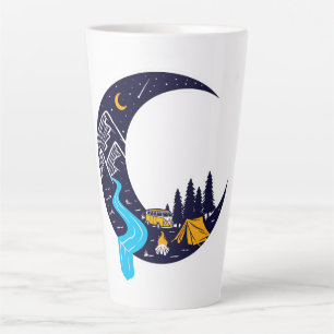 Caneca De Café Latte Acampamento Crescent Moon Adventure
