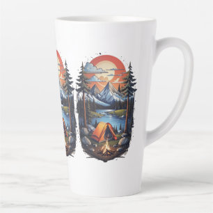 Caneca De Café Latte Acampamento nas montanhas