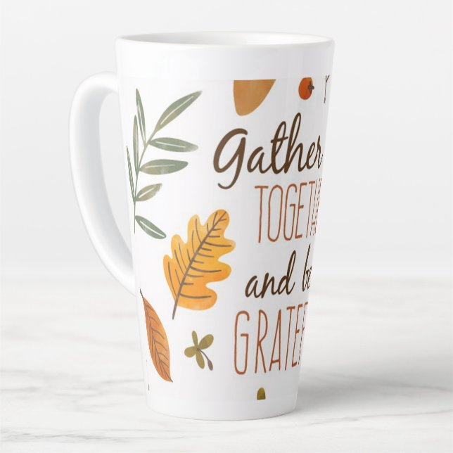 Caneca De Café Latte Ação de Graças (Ângulo esquerdo)