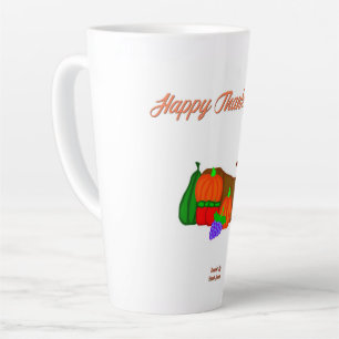 Caneca De Café Latte Ação de Graças Cornucopia Lata Grande