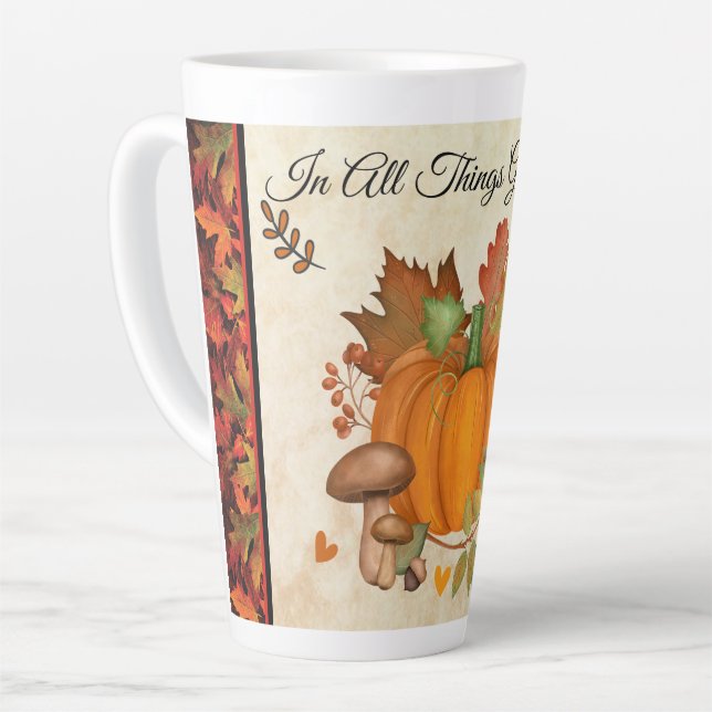 Caneca De Café Latte Ação de Graças Pumpkin Latte Mug (Ângulo esquerdo)