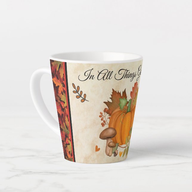 Caneca De Café Latte Ação de Graças Pumpkin Latte Mug (Ângulo esquerdo)
