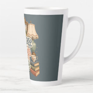 Caneca De Café Latte Achados Vintage Tesouros Cottagecore Azul 