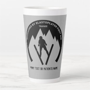 Caneca De Café Latte Acidente de esqui fique bem em breve