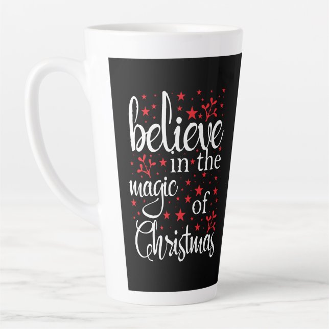 Caneca De Café Latte Acredite na Magia do Natal (Esquerda)