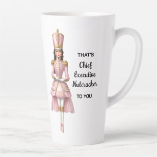 Caneca De Café Latte Acrilata de Natal Feminina Rosa e Dourada