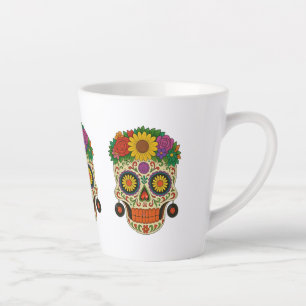 Caneca De Café Latte Açúcar de Crânio Hippie