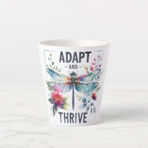 Caneca De Café Latte Adaptar e prosperar - Dragonfly Artística