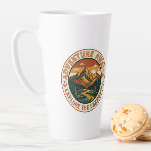 Caneca De Café Latte Adesivo Aventura Espera - Montanha Nacional Vintag