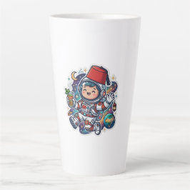 Caneca De Café Latte Adesivo de Astronauta Marroquino Fofo Kawaii de Ch