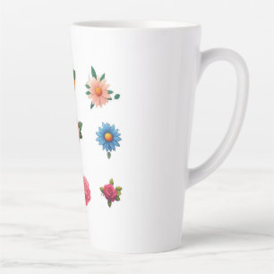 Caneca De Café Latte Adesivo de Flor Exquisita