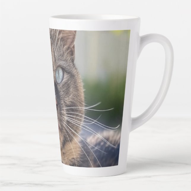Caneca De Café Latte Adicionar Personalização de Foto de Cat (Direita)
