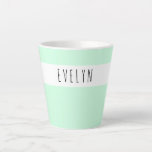 Caneca De Café Latte Adicione seu nome Skinny Font Typography Mint Gree<br><div class="desc">Caneca de café personalizada com fonte magra e design minimalista. O modelo está preparado para você adicionar seu nome em tipografia branca em preto e branco. Um design simples e elegante em verde-menta bonito ou, se preferir, pode mudar a cor do fundo. (me mande uma mensagem se precisar de ajuda)....</div>