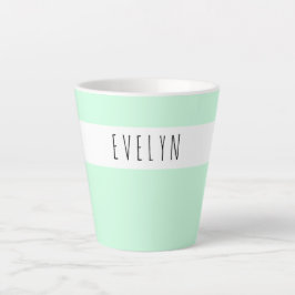 Caneca De Café Latte Adicione seu nome Skinny Font Typography Mint Gree