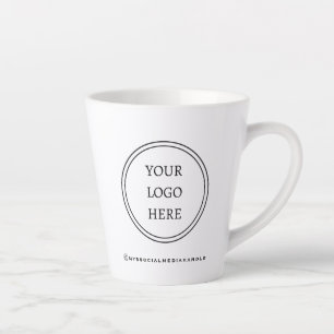 Caneca De Café Latte Adicione seu Promocional preto e branco de logotip