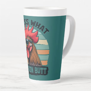 Caneca De Café Latte Adivinhe O Que Bunda De Galinha Piada Retro Galo