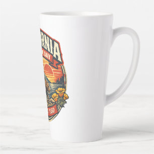 Caneca De Café Latte Admissão Vintage Califórnia Dia do Urso & Papoula