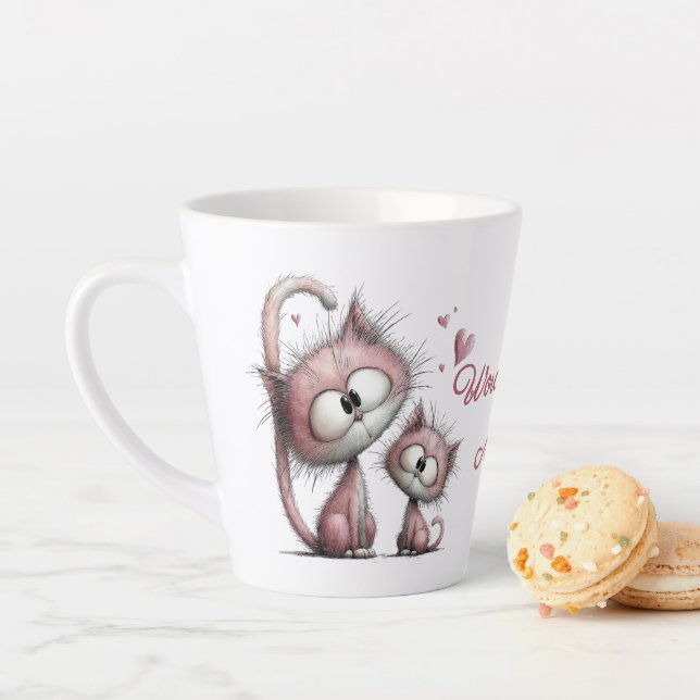 Caneca De Café Latte Adorable Cats Illustrations Latte Mug (In Situ)