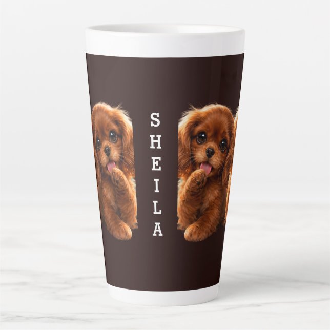 Caneca De Café Latte Adorable Ruby Cavalier Spaniel (Frente)