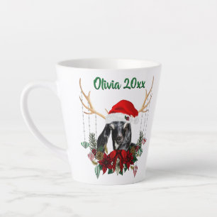 Caneca De Café Latte Adorável Criança de Cabra Nubiana de Natal