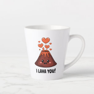 Caneca De Café Latte Adorável Design de vulcão 'I Lava You'
