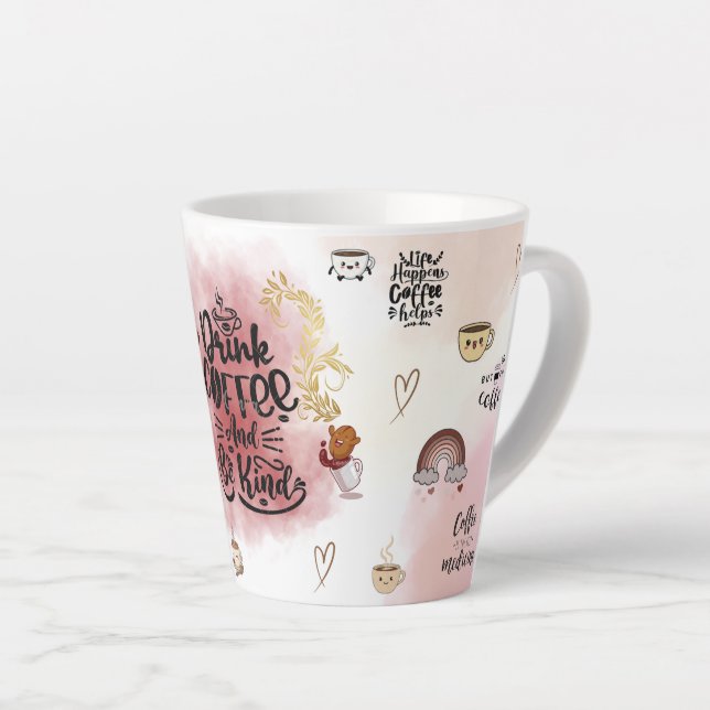 Caneca De Café Latte “Aesthetic Coffee Lover Illustration  (Ângulo direito)