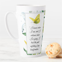 Afirmação Latte Mug Yellow Butterfly White Lily