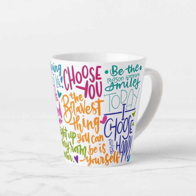 Caneca De Café Latte Afirmações Diárias (Ângulo direito)
