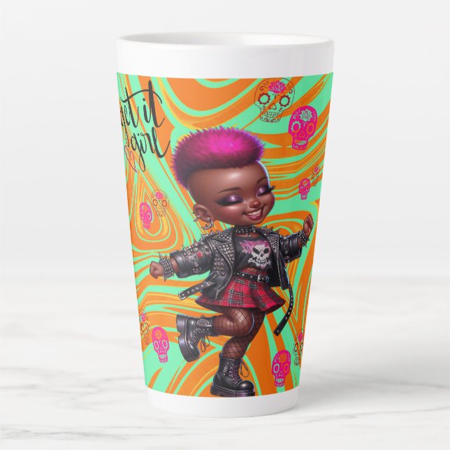 Caneca De Café Latte Afropunk Pega A Menina Lata (Frente)