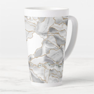 Caneca De Café Latte Agate branco e dourado