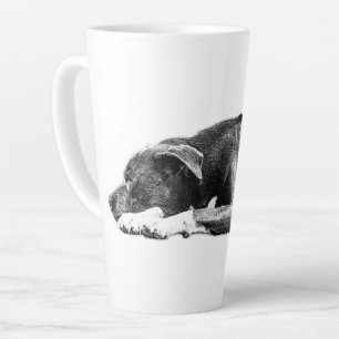 Caneca De Café Latte Agitação de Pitbull Mistura Preta e Branca