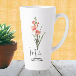 Caneca De Café Latte Agosto Gladiolus do Mês de Nascimento