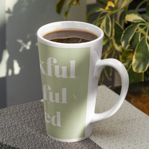 Caneca De Café Latte Agradeço a sua benção   Citação de Ação de 