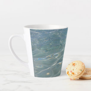Caneca De Café Latte Água Caribenha Abstrata Azul Natureza