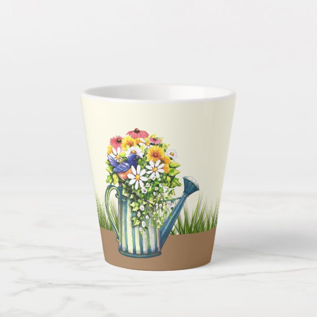 Caneca De Café Latte Água com flores silvestres (Frente)