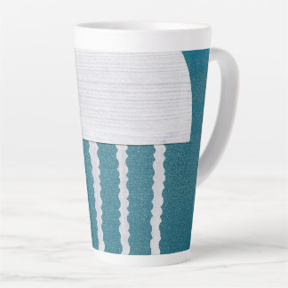 Caneca De Café Latte Água-viva Minimalista Branca no Azul