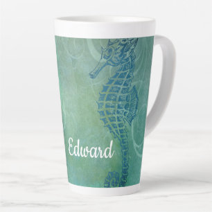 Caneca De Café Latte Águas Azuis, Cavalo-do-Mar e Farinha