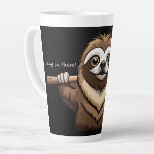 Caneca De Café Latte "Aguente firme": Palavras encorajadoras de Sloth