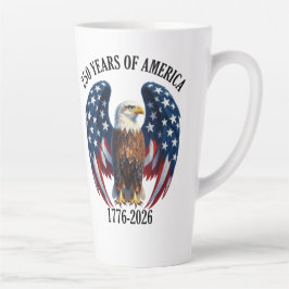 Caneca De Café Latte Águia Americana Patriótica 250 Anos 1776-2026