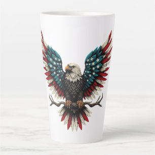 Caneca De Café Latte Águia-careca americana/patriótica russa