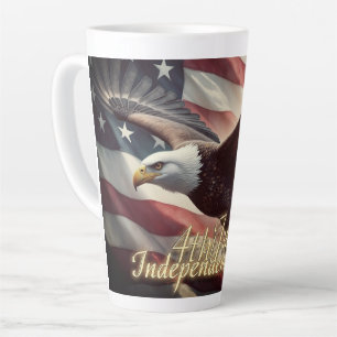 Caneca De Café Latte Águia de 4 de Julho com Bandeira Americana