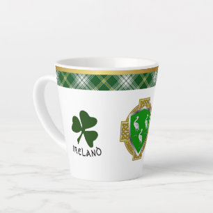 Caneca De Café Latte AHearne Irish Shield & Tartan Personalizado
