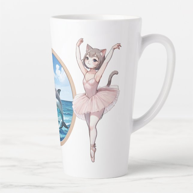 Caneca De Café Latte Ahri & Dolphin Large Latte Mug (Direita)