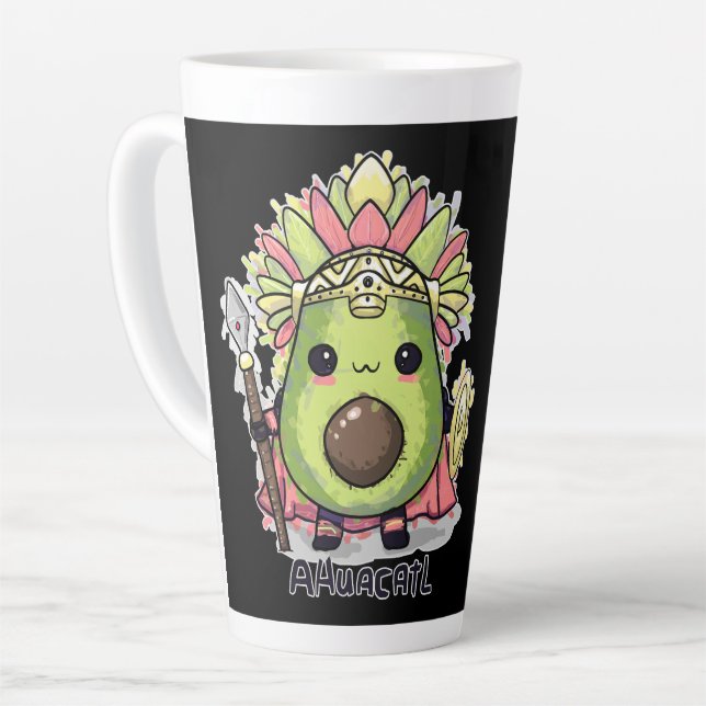 Caneca De Café Latte Ahuacatl Aztec Warrior Avocado (Ângulo esquerdo)