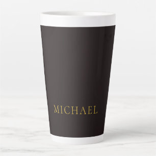 Caneca De Café Latte Alcaçuz Preto Dourado Minimalista Simples Moderno