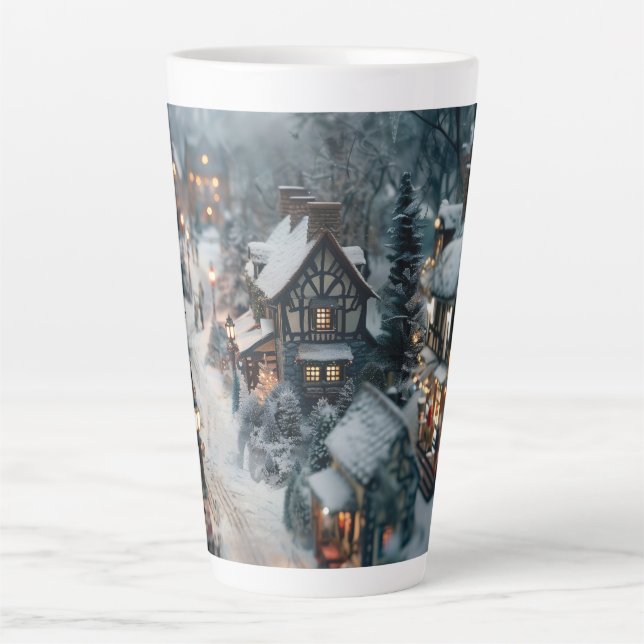 Caneca De Café Latte Aldeia de inverno (Frente)