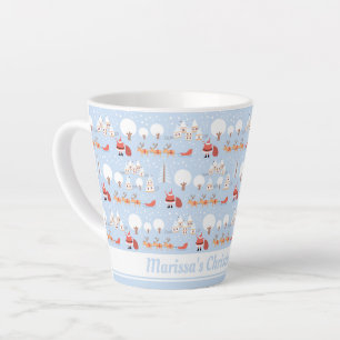 Caneca De Café Latte Aldeia de Natal dos Papais noeis Festivos e Reinde